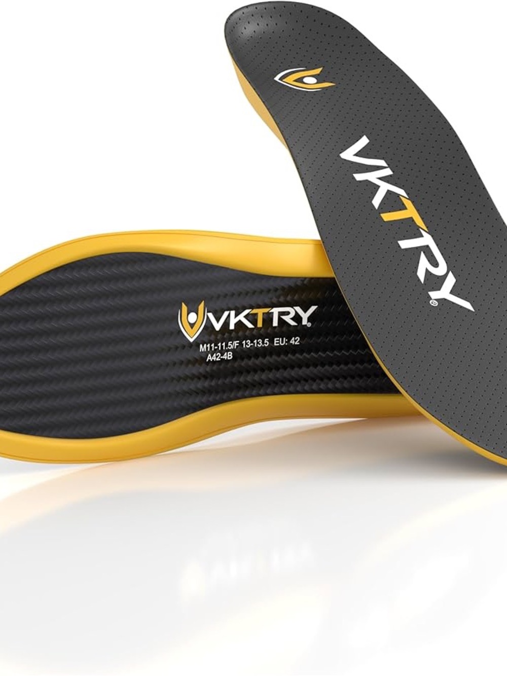 VKTRY Men’s Athletic Shoe Insoles — Black and Yellow